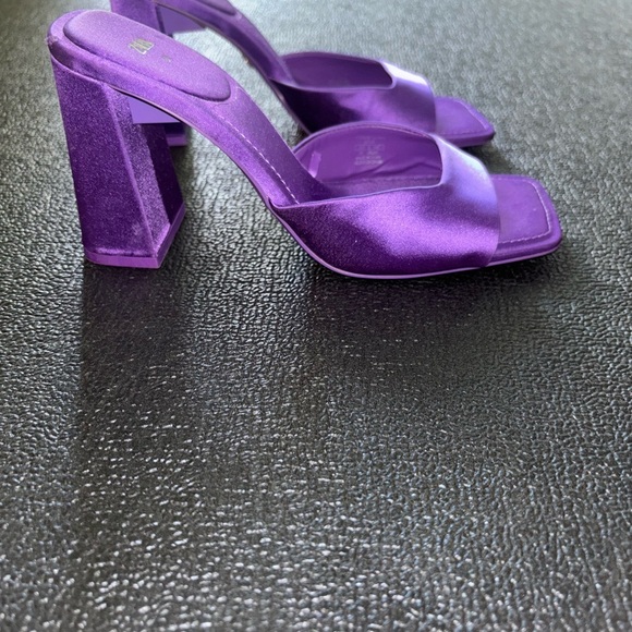 Zara Satin Purple  Block Heel 37 - Picture 3 of 5